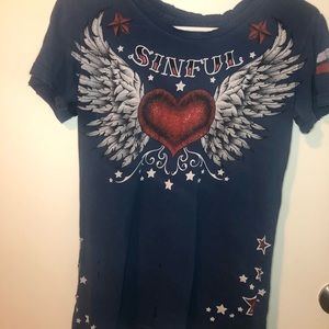 Sinful Affliction distressed t-shirt. Medium